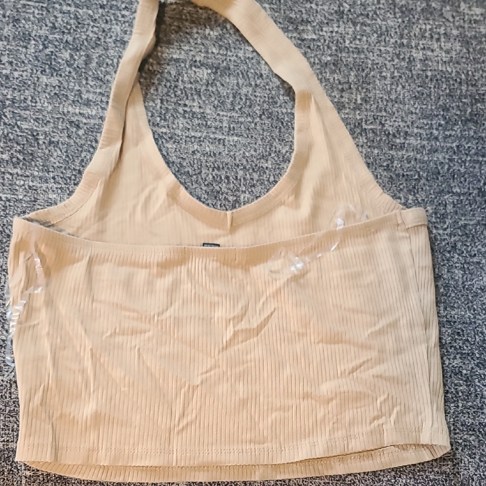Beige Ribbed Halter Top - Picture 5 of 5